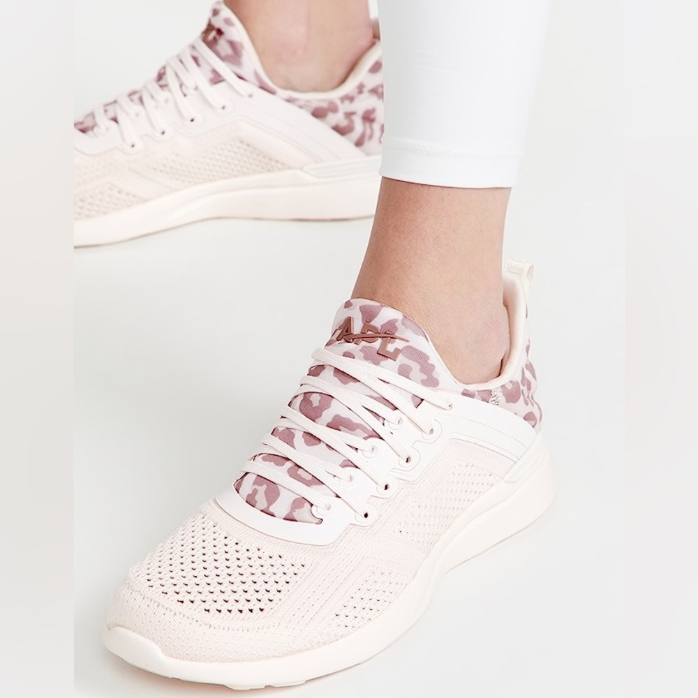 NIB APL: Athletic Propulsion Labs Techloom Tracer Sneaker in Creme Leopard Print